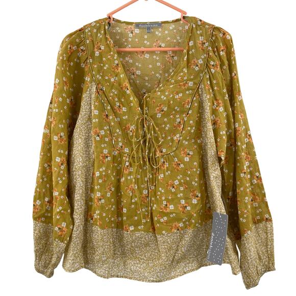 DANIEL RAINN Blouse Size Small NWT Trinity Floral Linen Blend Peasant Top Boho - Picture 2 of 13